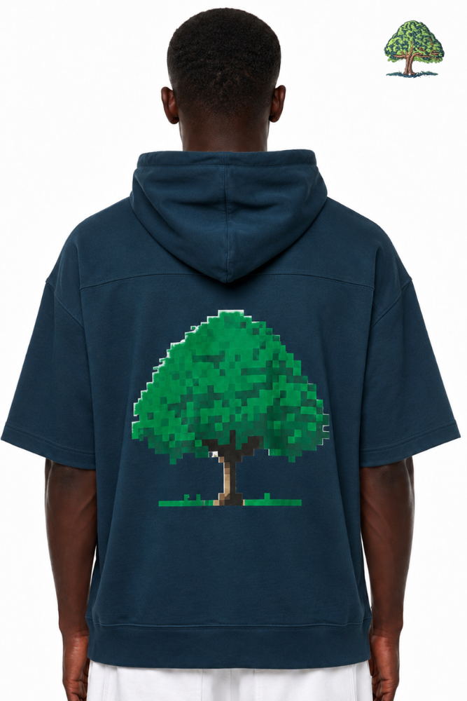 Pixel Tree Graphic Hooded T-Shirt - Image 2